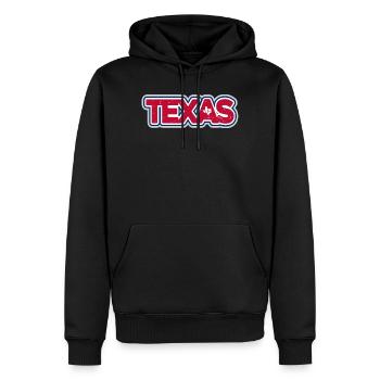 Texas Pride Distressed Typografie Logo - Männer Premium Bio Hoodie - Schwarz - Vorne - Nico (187cm)