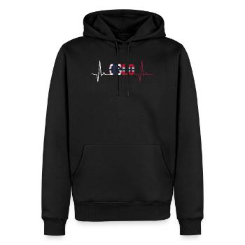 Oslo Herzschlag - Männer Premium Bio Hoodie - Schwarz - Vorne - Nico (187cm)