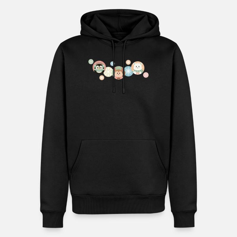 Animaux mignons - Motif de Noël - Sweat à capuche Premium bio Homme - noir