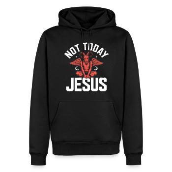 Pas Jésus aujourd’hui ! Sataniste, athée, gothique, esthétique - Sweat à capuche Premium bio Homme - noir - Devant - Nico (187cm)