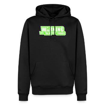 Avertissement : parlera des grenouilles, grenouille, animal drôle. - Sweat à capuche Premium bio Homme - noir - Devant - Nico (187cm)