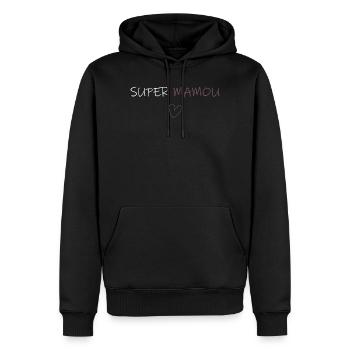 super mamou - Sweat à capuche Premium bio Homme - noir - Devant - Nico (187cm)