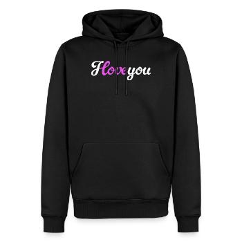 Je t’aime Déclaration d’amour Mariage d’amour - Sweat à capuche Premium bio Homme - noir - Devant - Nico (187cm)
