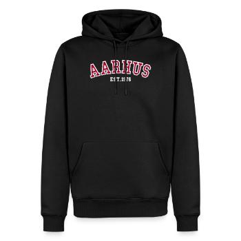 Aarhus gegründet 1976 - Männer Premium Bio Hoodie - Schwarz - Vorne - Nico (187cm)