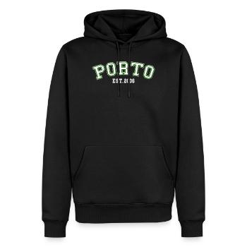 Porto Fondé en 2006 - Sweat à capuche Premium bio Homme - noir - Devant - Nico (187cm)