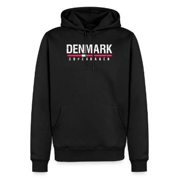 Souvenir rétro de voyage vintage au Danemark Copenhague - Sweat à capuche Premium bio Homme - noir - Devant - Nico (187cm)