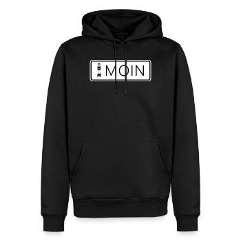 Autocollant : Phare avec lettres Moin - Sweat à capuche Premium bio Homme - noir - Devant - Nico (187cm)