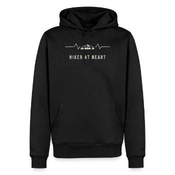 Le randonneur au cœur battement de cœur - Sweat à capuche Premium bio Homme - noir - Devant - Nico (187cm)