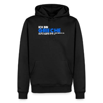 Je suis grec – Toujours la bonne chemise - Sweat à capuche Premium bio Homme - noir - Devant - Nico (187cm)