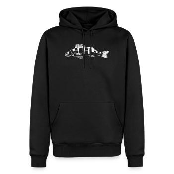 Zander Graphic – Design d’art ligneux pour pêcheurs - Sweat à capuche Premium bio Homme - noir - Devant - Nico (187cm)