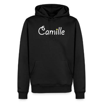 Camille - Sweat à capuche Premium bio Homme - noir - Devant - Nico (187cm)