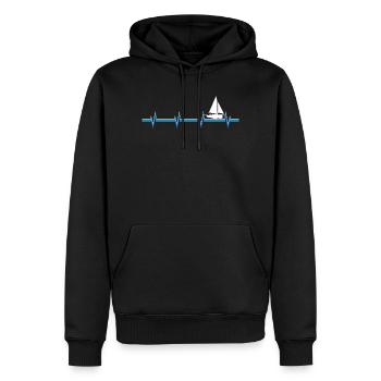 Herzschlag Segelboot Meer - Männer Premium Bio Hoodie - Schwarz - Vorne - Nico (187cm)