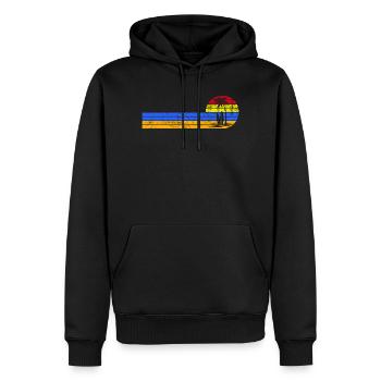 Coucher de soleil vintage sur la plage - Sweat à capuche Premium bio Homme - noir - Devant - Nico (187cm)