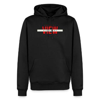 Andere Denkweise betrachten - Männer Premium Bio Hoodie - Schwarz - Vorne - Nico (187cm)