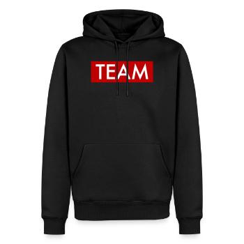 Équipe - Sweat à capuche Premium bio Homme - noir - Devant - Nico (187cm)