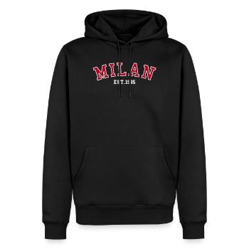 Milan_Est_1995 - Sweat à capuche Premium bio Homme - noir - Devant - Nico (187cm)
