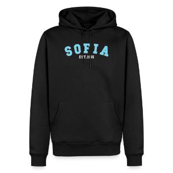 Sofia_Est_1965 - Männer Premium Bio Hoodie - Schwarz - Vorne - Nico (187cm)
