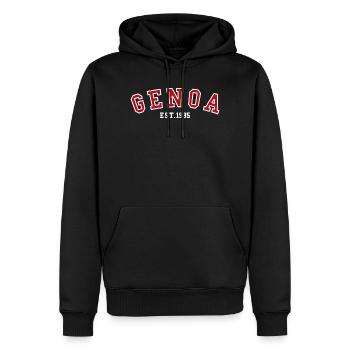 Genua Gegründet 1995 - Männer Premium Bio Hoodie - Schwarz - Vorne - Nico (187cm)