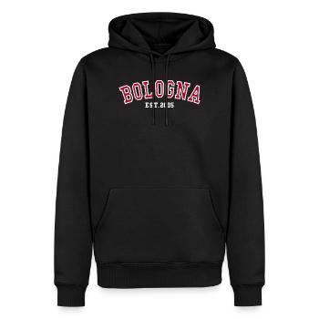 Bologne Est. 2005 - Sweat à capuche Premium bio Homme - noir - Devant - Nico (187cm)