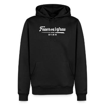 Feuerwehrfrau 2026 Ehrenamt Feuerwehr Frauen FFW - Männer Premium Bio Hoodie - Schwarz - Vorne - Nico (187cm)