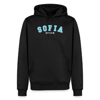 Sofia Est. 1966 - Men’s Premium Organic Hoodie - black - Front - Nico (187cm)