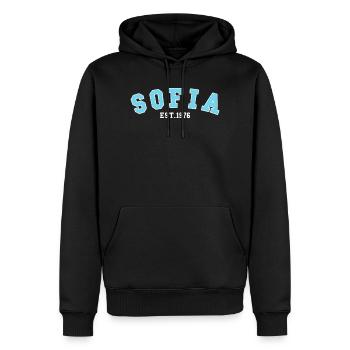 Sofia Est. 1976 - Men’s Premium Organic Hoodie - black - Front - Nico (187cm)