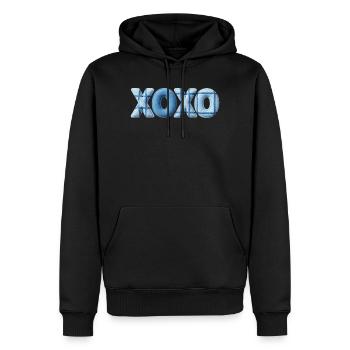 XOXO Patchwork Look mit Stoff Optik - Männer Premium Bio Hoodie - Schwarz - Vorne - Nico (187cm)