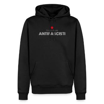  « Siamo tutti antifascisti » – Slogan engagé - Sweat à capuche Premium bio Homme - noir - Devant - Nico (187cm)