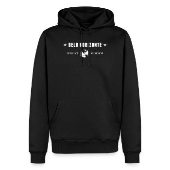 Belo Horizonte Coordinates Planet Earth White - Men’s Premium Organic Hoodie - black - Front - Nico (187cm)