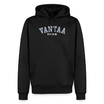 Vantaa Fondé en 2006 - Sweat à capuche Premium bio Homme - noir - Devant - Nico (187cm)