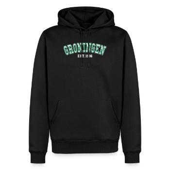 Groningue Fondée en 1996 - Sweat à capuche Premium bio Homme - noir - Devant - Nico (187cm)