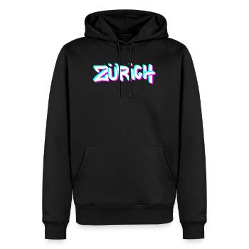Graffiti néon de Zurich - Sweat à capuche Premium bio Homme - noir - Devant - Nico (187cm)