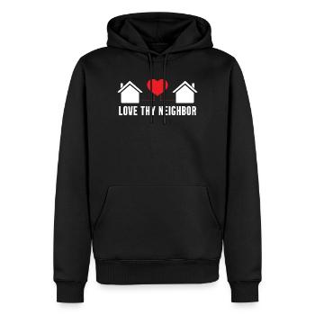 Liebe Danke Nachbar - Männer Premium Bio Hoodie - Schwarz - Vorne - Nico (187cm)