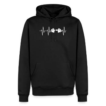 Hantel Fitness Herzschlag Bodybuilding Gewichte - Männer Premium Bio Hoodie - Schwarz - Vorne - Nico (187cm)