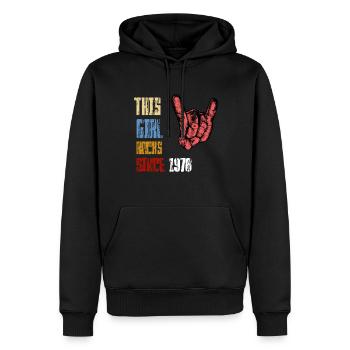 This girl rocks since 1978 | Rock'n'Roll | Geschen - Men’s Premium Organic Hoodie - black - Front - Nico (187cm)