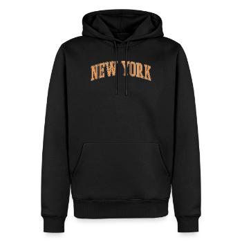 New York Vintage Arch Lettering - Männer Premium Bio Hoodie - Schwarz - Vorne - Nico (187cm)