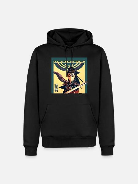 Japanische Kämpferin - Herre Premium økologisk hoodie - sort