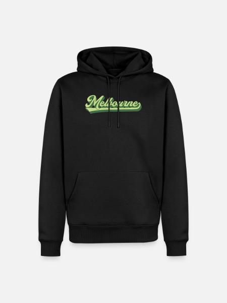 Melbourne Retro Schriftzug - Männer Premium Bio Hoodie - Schwarz