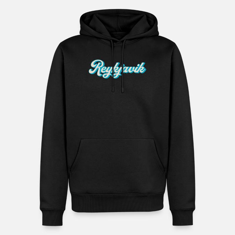 Reykjavik Neon Script - Sweat à capuche Premium bio Homme - noir