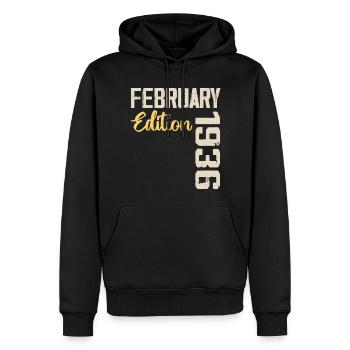 Février 1936 Anniversaire Février 1936 Rétro - Sweat à capuche Premium bio Homme - noir - Devant - Nico (187cm)