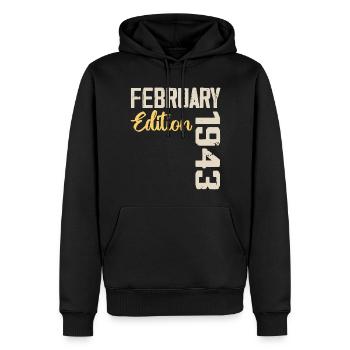 Février 1943 Anniversaire Février 1943 Rétro - Sweat à capuche Premium bio Homme - noir - Devant - Nico (187cm)