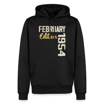 Février 1954 Anniversaire Février 1954 Rétro - Sweat à capuche Premium bio Homme - noir - Devant - Nico (187cm)