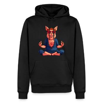 Yogi Piggy - Sweat à capuche Premium bio Homme - noir - Devant - Nico (187cm)
