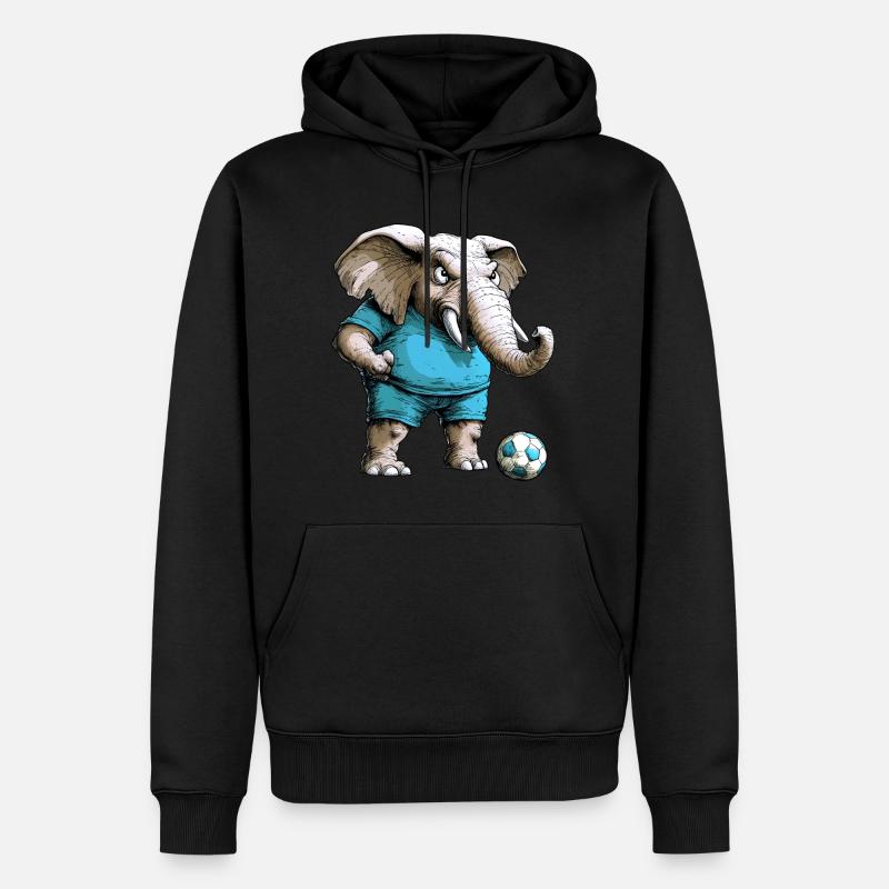 Fussballer Elefant - Männer Premium Bio Hoodie - Schwarz