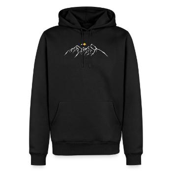 Minimalistische Gebirgskette Kunstwerke - Männer Premium Bio Hoodie - Schwarz - Vorne - Nico (187cm)