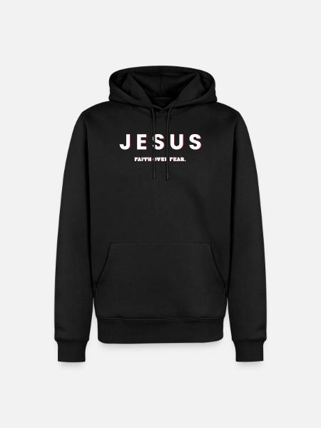 Jesus, Faith Over Fear - Christian Design - Men’s Premium Organic Hoodie - black