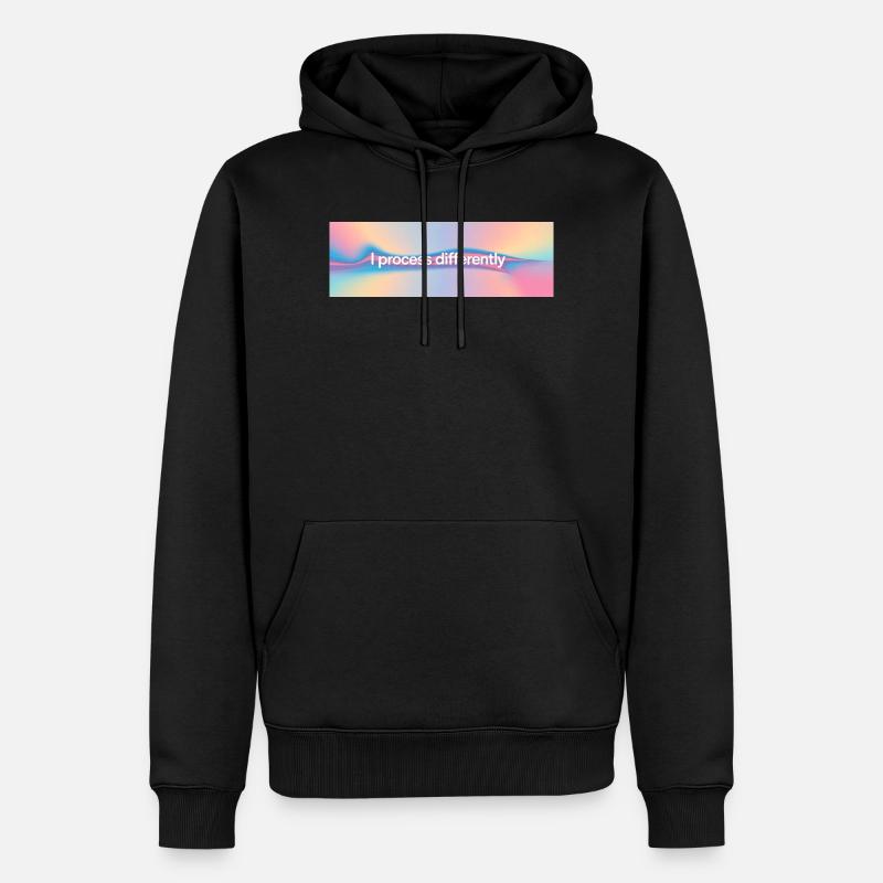 I process differently - Männer Premium Bio Hoodie - Schwarz