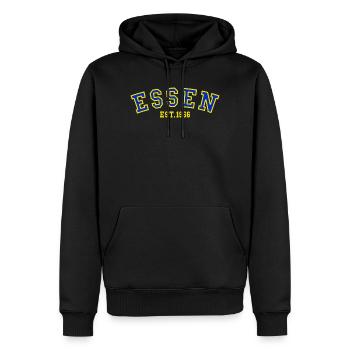 Essen gegründet 1966 - Männer Premium Bio Hoodie - Schwarz - Vorne - Nico (187cm)