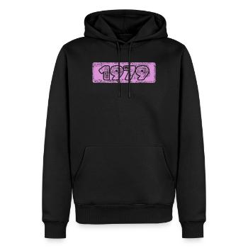 Né en 1979 - Sweat à capuche Premium bio Homme - noir - Devant - Nico (187cm)