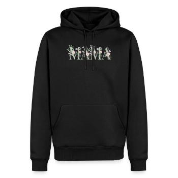 Lettrage floral de maman - Sweat à capuche Premium bio Homme - noir - Devant - Nico (187cm)